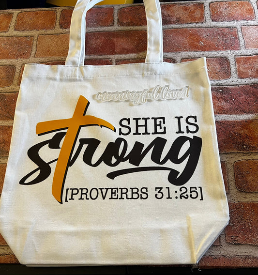 She is strong Canvas Bag